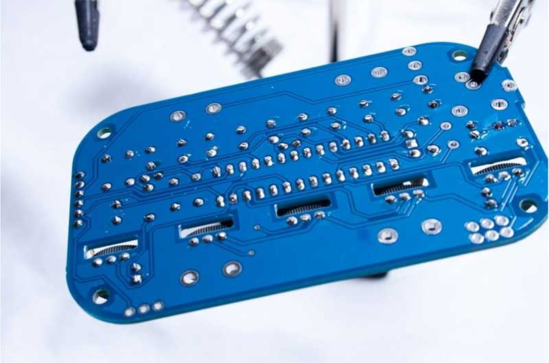 what the bottom of the PCB looks like at this point